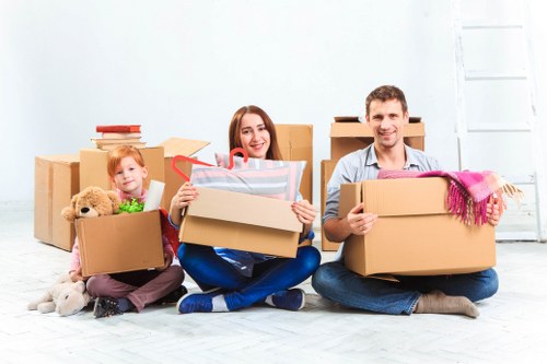 Professional movers handling desks and office furniture in Crystal Palace