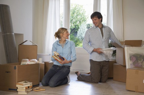 Moving van and packed boxes for a home move in Crystal Palace